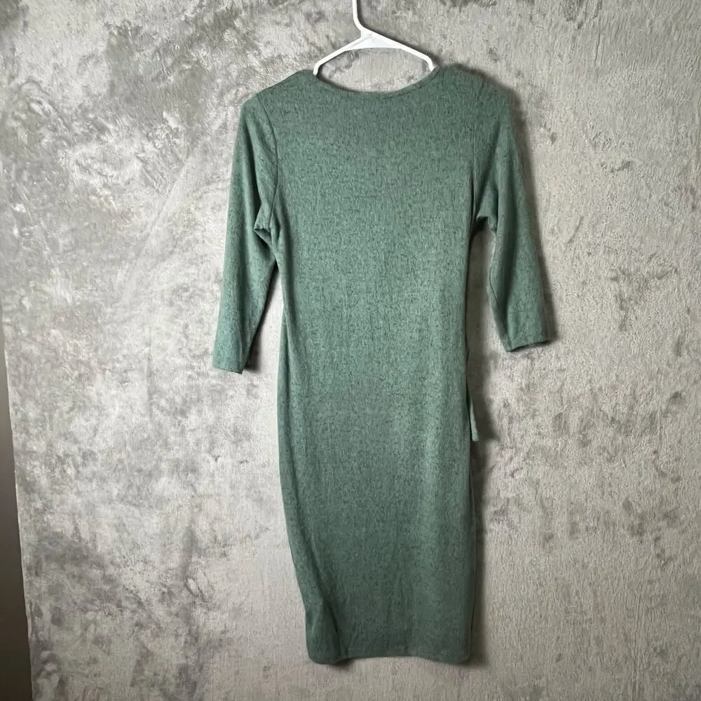 Pinkblush Mint Green Brushed Knit Wrap Fitted Nursing Dress V Neck Small‎ New